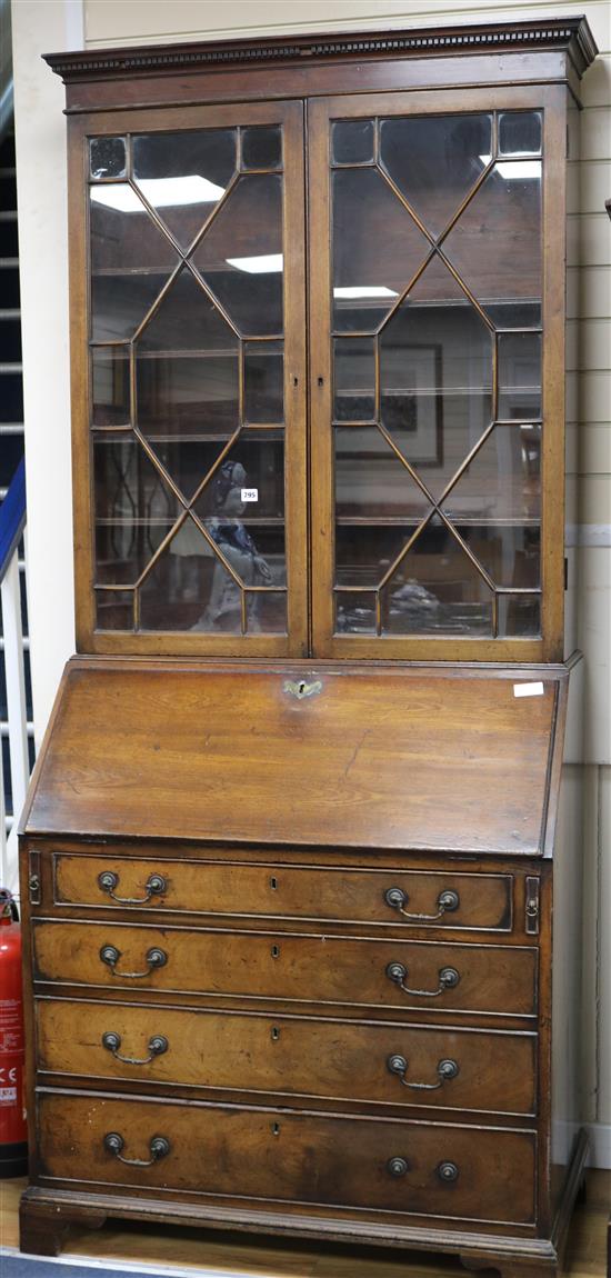 A George III mahogany bureau bookcase W.100cm